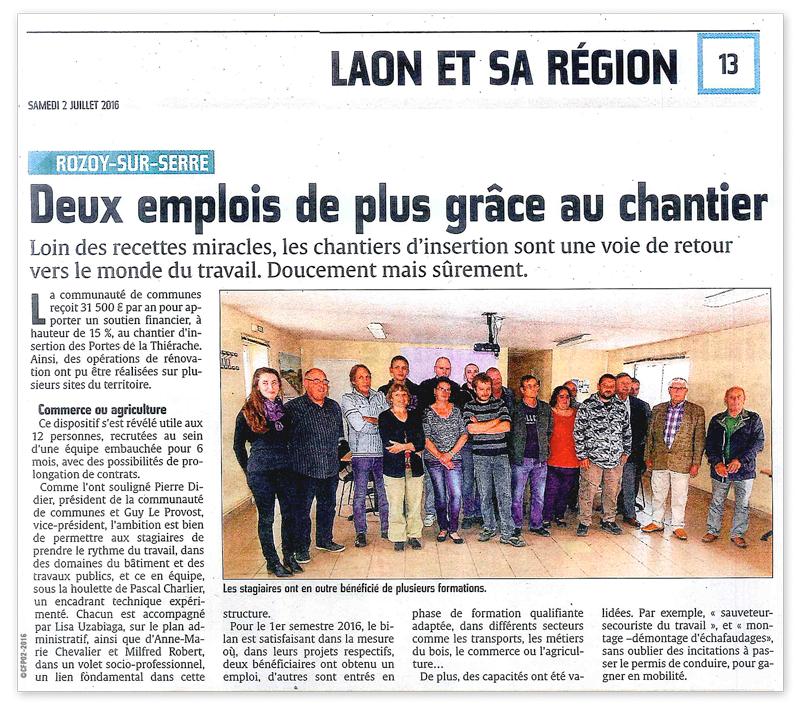 Chantier d'insertion de Rozoy 2016
